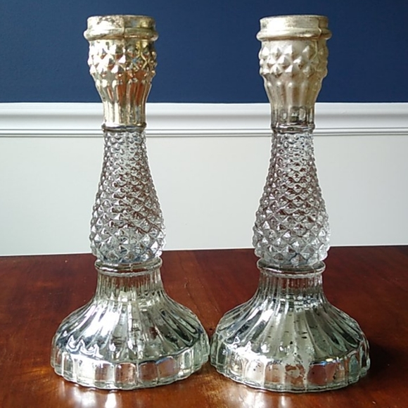 Set of 2 Pottery Barn Eclectic Candlestick Holders